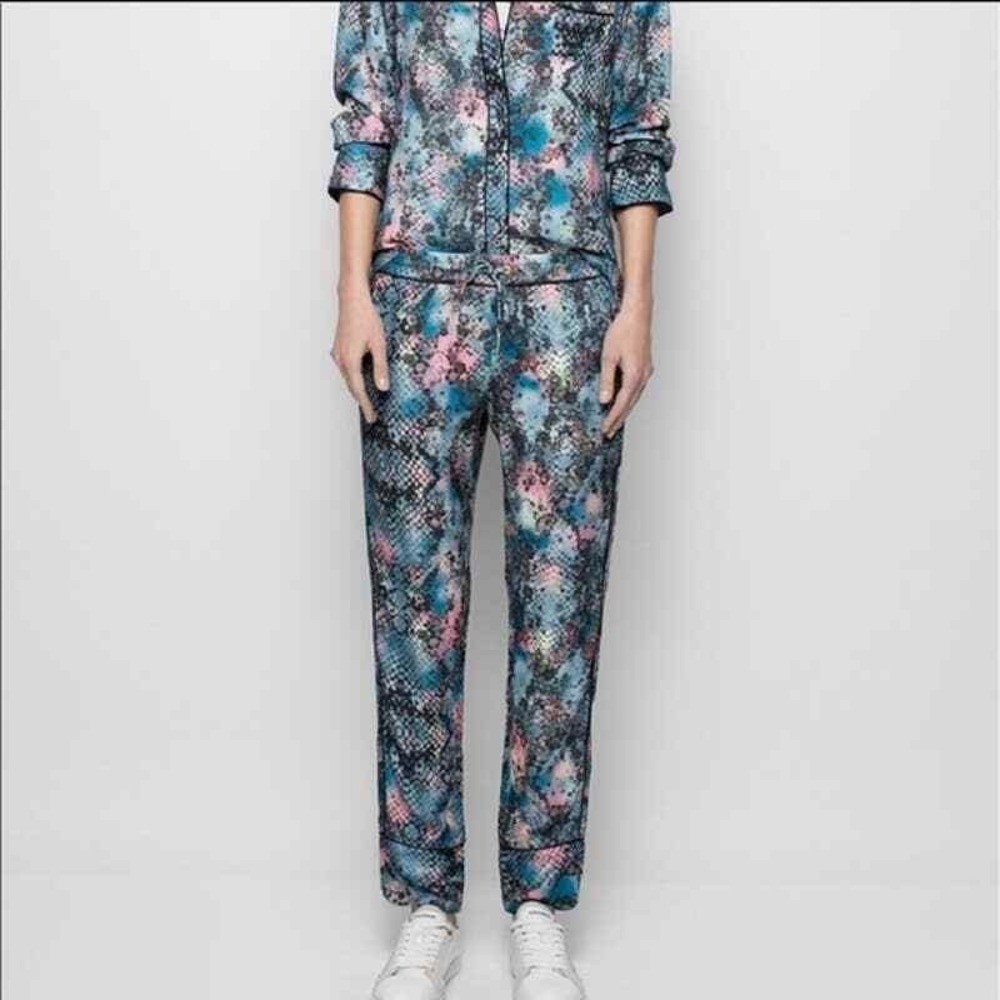 Zadig & Voltaire‎ Parone Camou Pants Womens 36 Blue Floral Python Pull On NEW